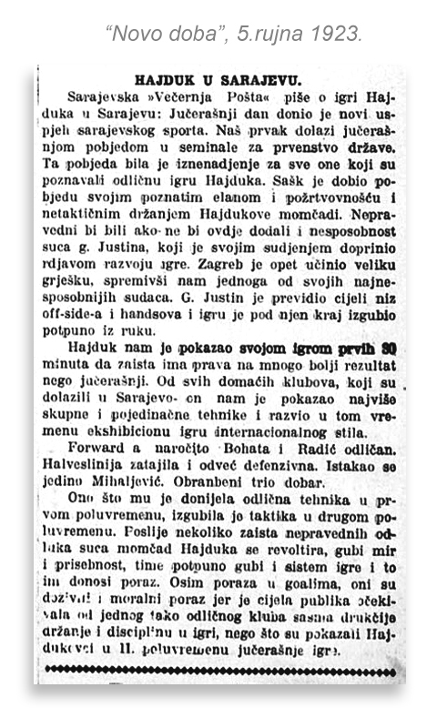 Hajduk - prva prvenstvena utakmica