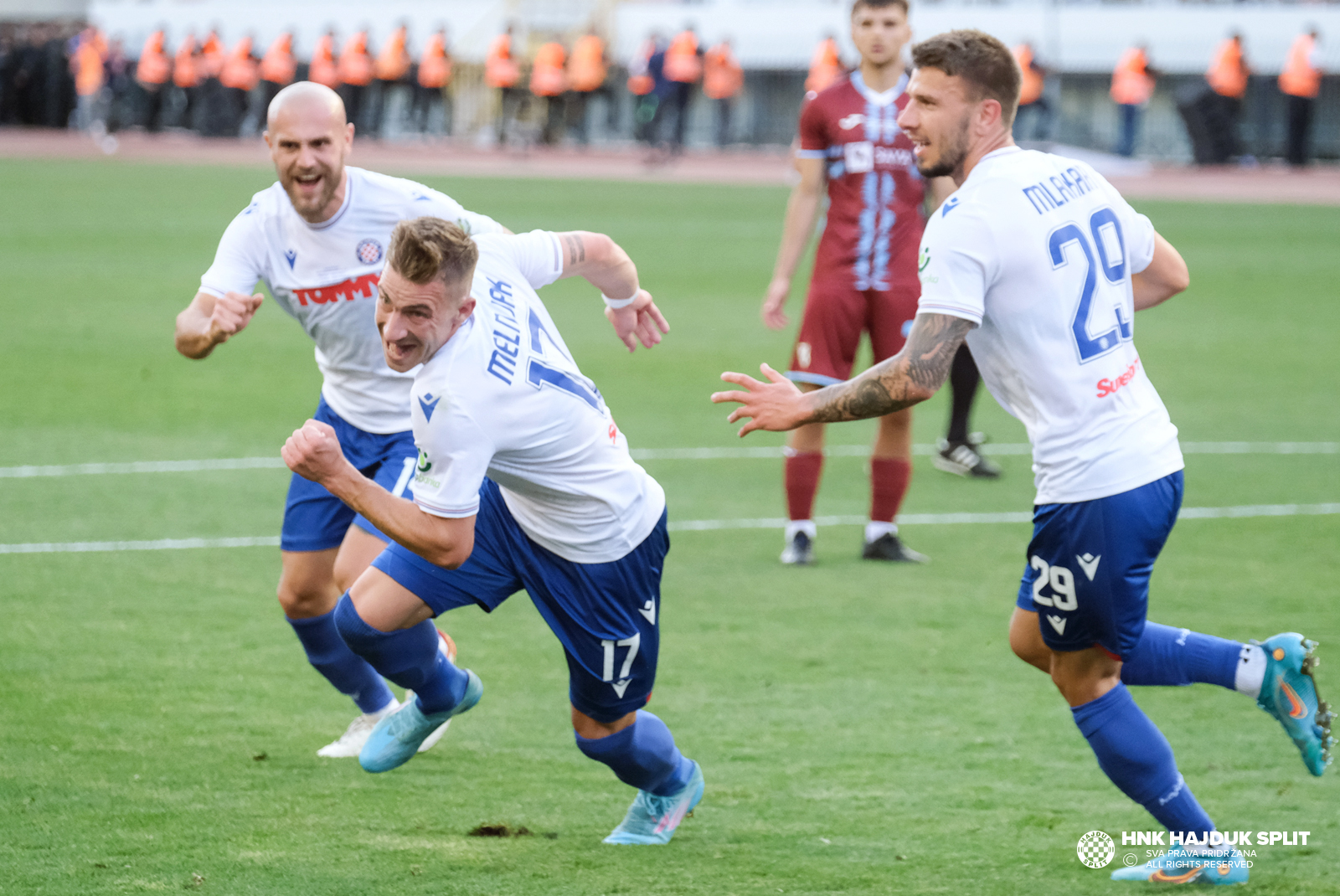 Rijeka, Croatia. 24th May, 2023. Players of Hajduk Split celebrate with the  trophy after the victory against xxx in their SuperSport Croatian Football  Cup final match at HNK Rijeka Stadium in Rijeka