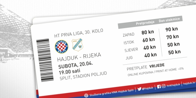 Tickets for HNK Hajduk - HNK Rijeka, 30.07.2023 at 21:05 (en)