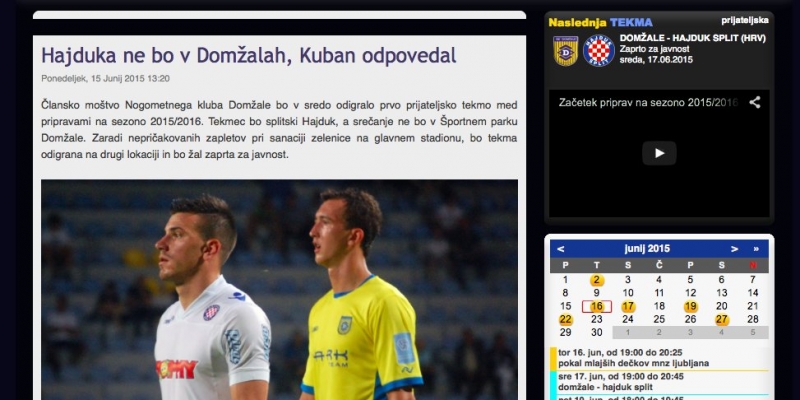 Utakmica Hajduka i Domžala neće se igrati u Domžalama