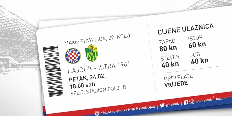 Ticket sale for Hajduk - Istra 1961