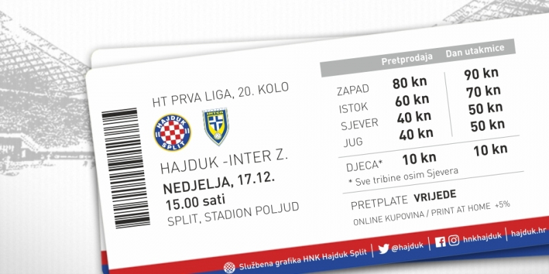 U prodaji ulaznice za dvoboj Hajduka i Intera