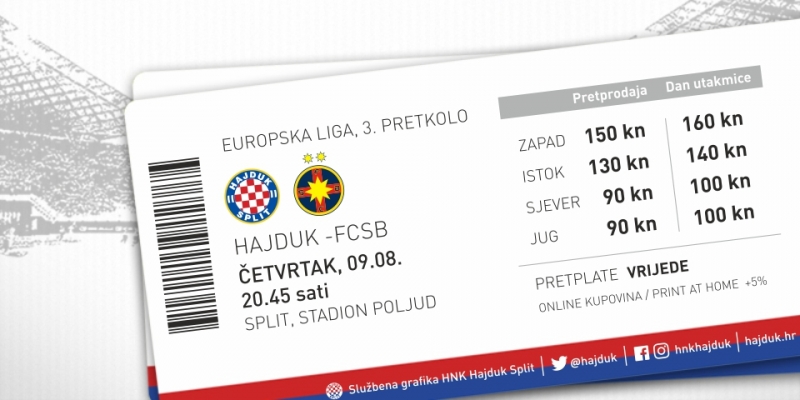 Tickets for Hajduk vs FCSB now on general sale