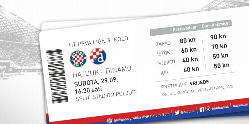 U prodaji ulaznice za utakmicu Hajduk - Dinamo