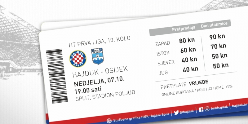Tickets for Hajduk vs Osijek now on sale