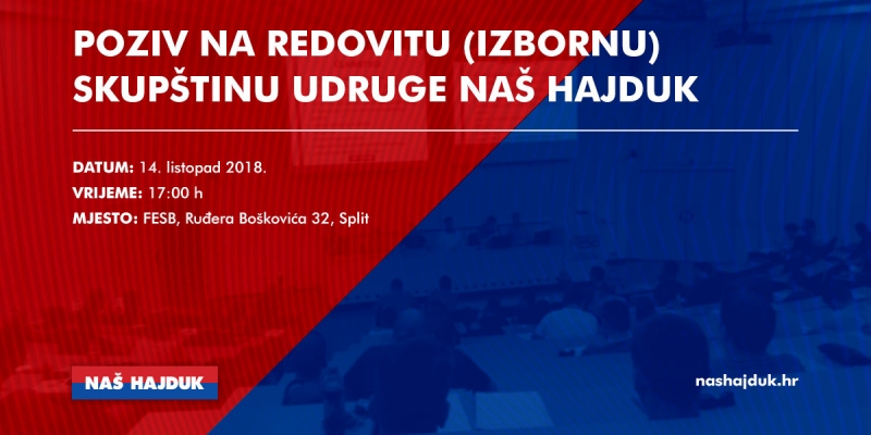 Poziv na Redovitu (izbornu) skupštinu Udruge Naš Hajduk
