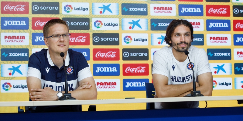 Trener Valdas Dambrauskas i Filip Krovinović uoči utakmice Villarreal - Hajduk