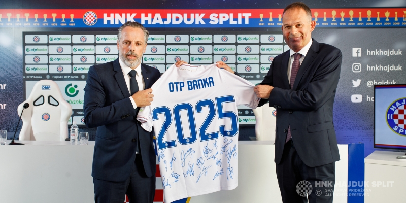 Najdugovječniji sponzor Kluba: Hajduk i OTP banka potpisali novi sponzorski ugovor