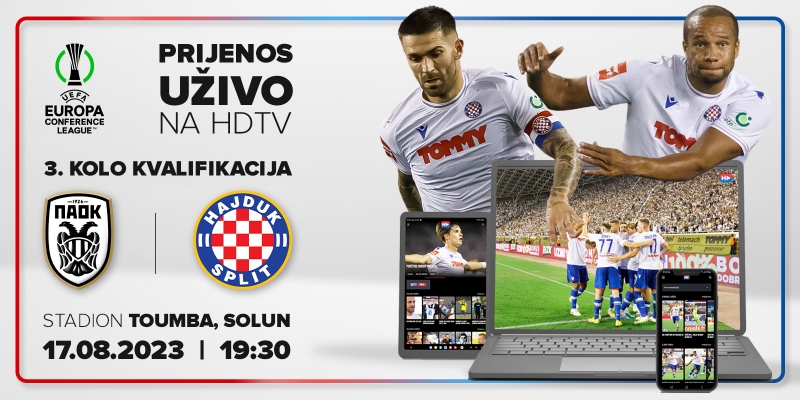 PAOK - Hajduk: Uzvratni susret iz Grčke gledajte i na Hajduk Digital TV!