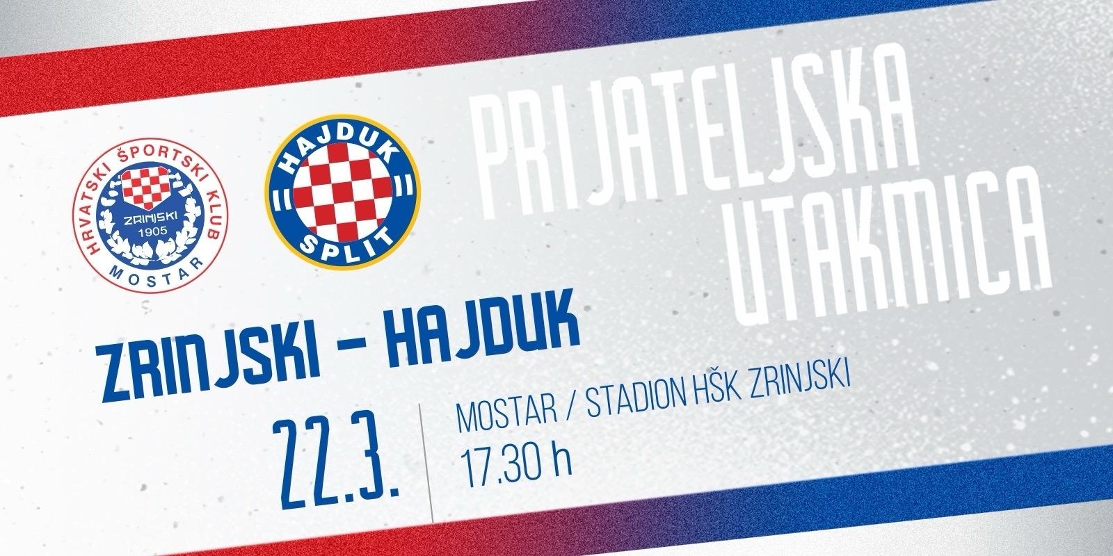 Hajduk i Zrinjski dogovorili odigravanje prijateljske utakmice u Mostaru