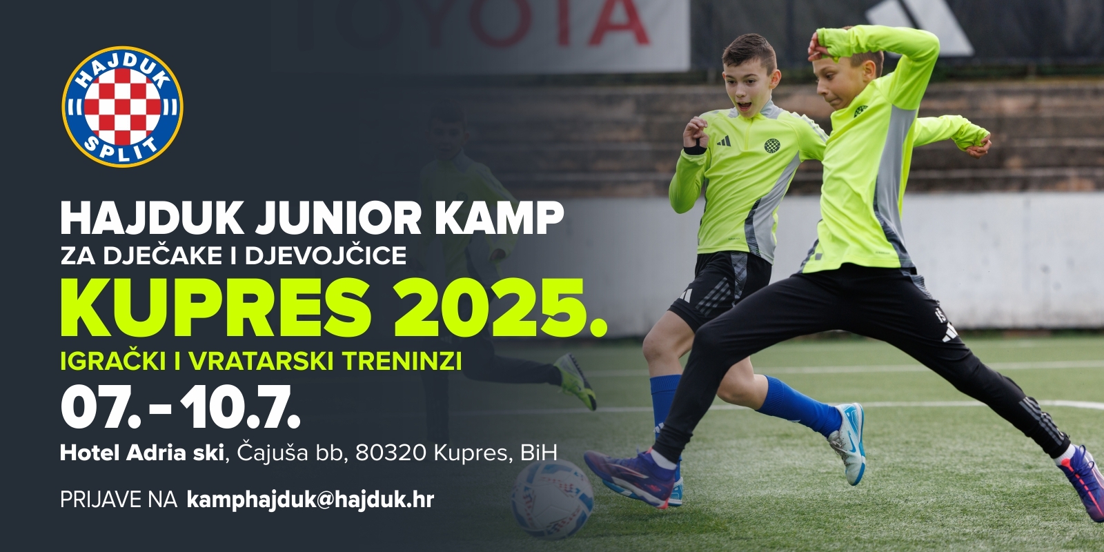 Prijavite se na Hajduk junior kamp Kupres 2025. za igrače i vratare